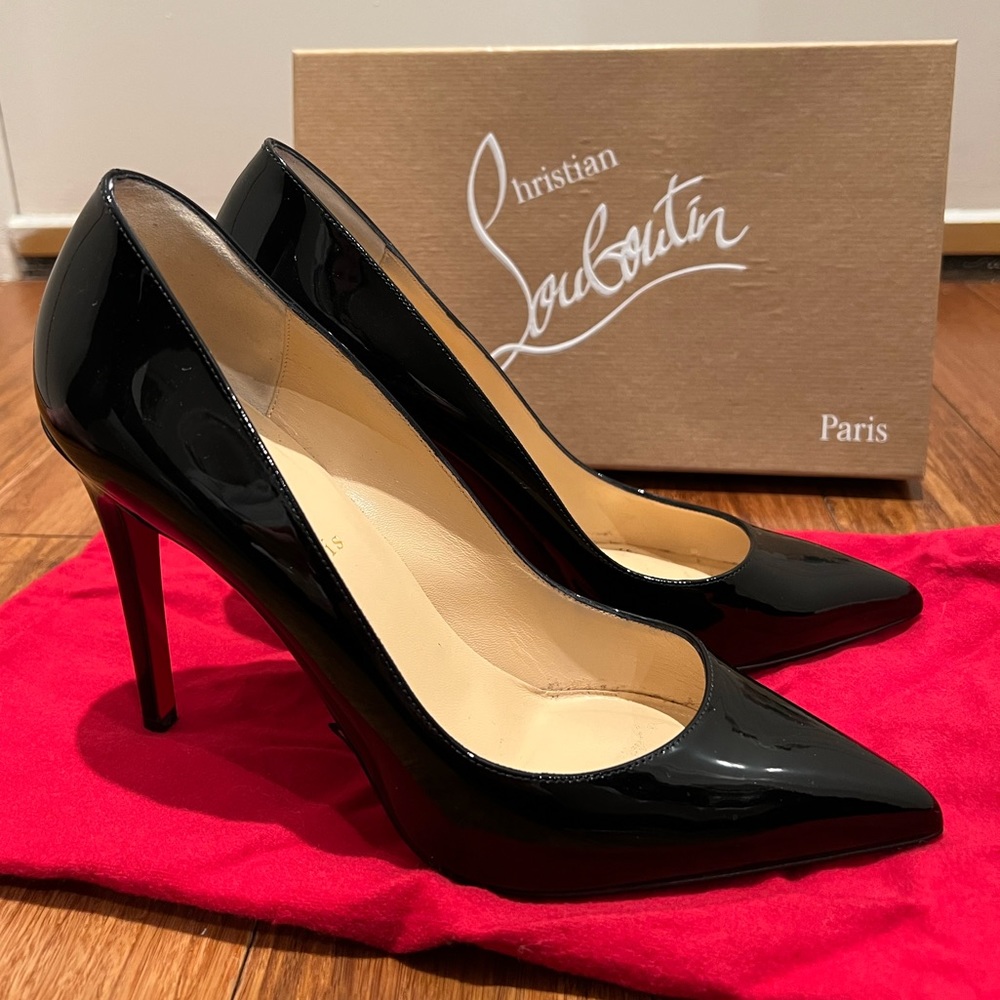 Christian Louboutin Pigalle 100mm black patent heels